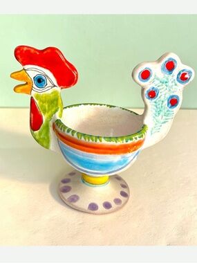 Vintage Italy Signed Original Desimone Rooster Pottery Planter